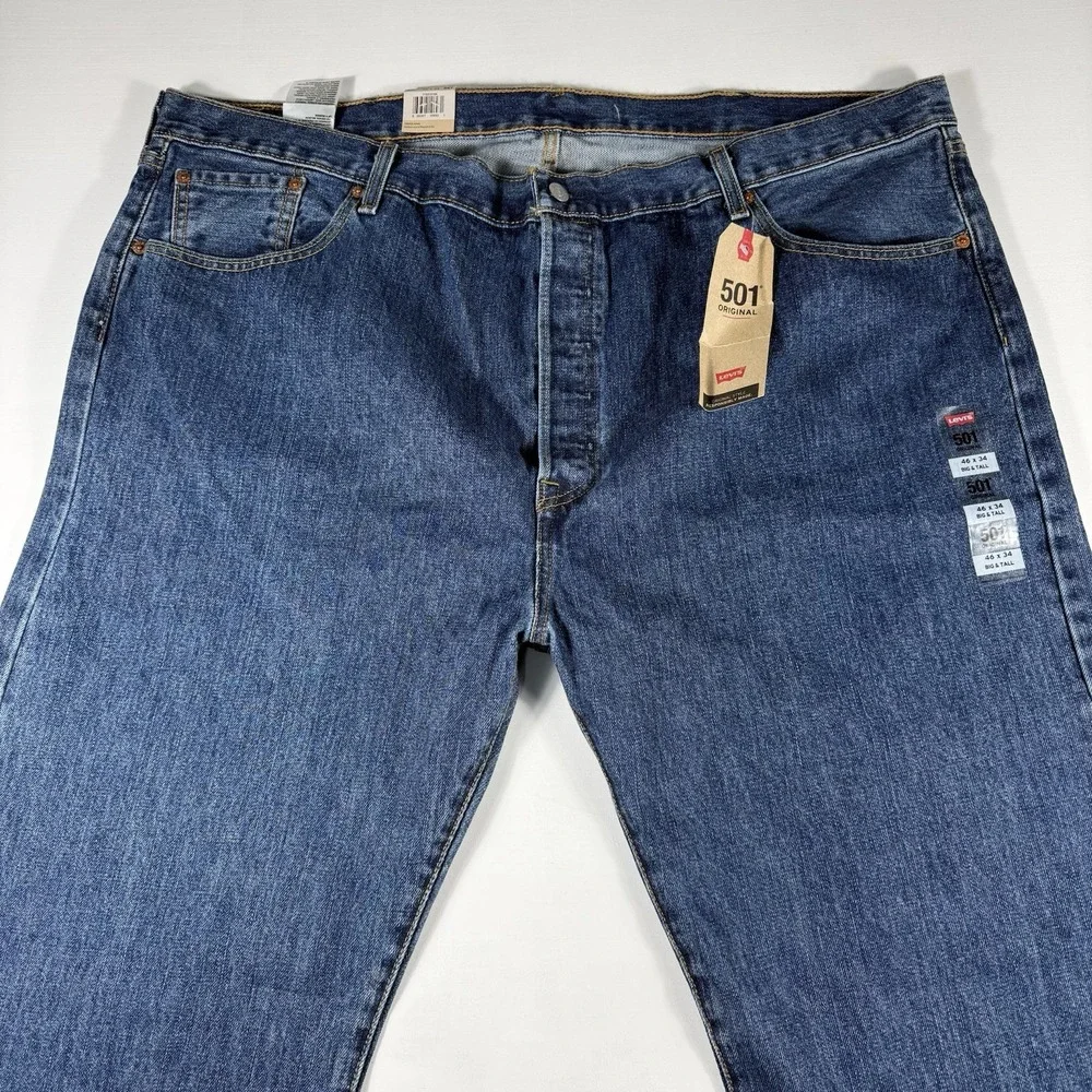 Levis 501 Original Fit Denim Jeans Mens 46x34 Straight Leg Button Fly Cotton NWT